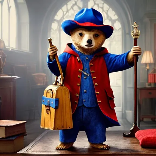 Prompt: Paddington bear as king of england