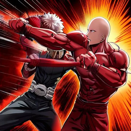 Prompt: Punch barrage just like One punch man, and blood everywhere. Also create a good story line just like in a manga.