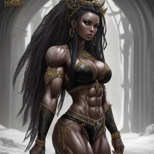 Prompt: {{{{highest quality full body splash art masterpiece, hyperrealistic, hyperrealism, {{female character of rakasha queen of the undead}}, {{Fantasy necrotic land and rotting corpses Background}} intricately hyperdetailed, hyperrealistic intricate details, muscular muscle definition female bodybuilder, wet with sweats all over her body, perfect face, perfect body, thick hairy armpits, perfect anatomy, black crown, perfect composition, approaching perfection, Detailed and Intricate, Detailed Render, 3D Render, Unreal Engine, by Greg Rutkowski, Concept Art, dark, DnD, fantasy, blood dripping from her mouth, red blood eyes,

}}}}