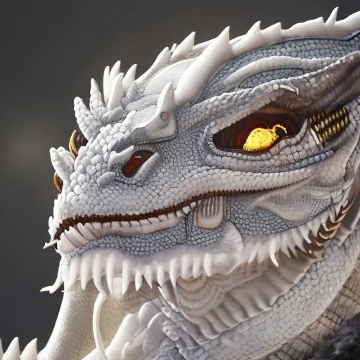 Prompt: emperor's white dragon with glowing yellow eyes, floating sky palace background, old chinese style, hyper realistic, white mix with golden