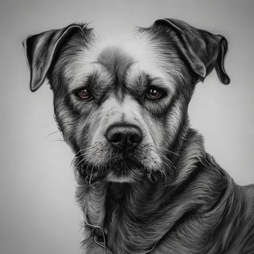 Prompt: Hyper realistic sad looking old dog staring at you 