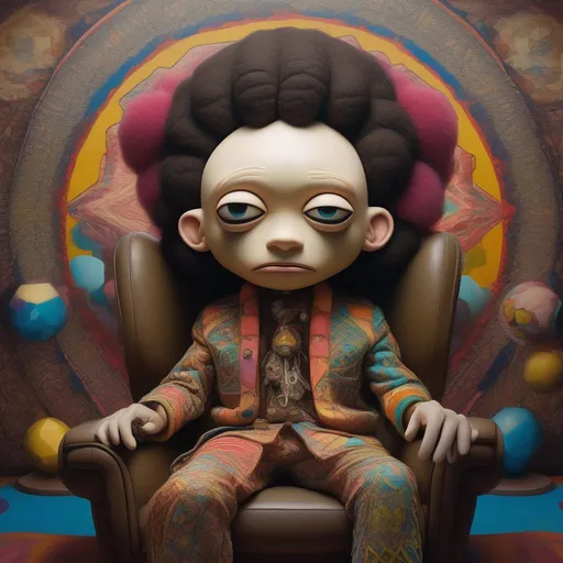 KAWS character in style of Mark Ryden sitting in his...