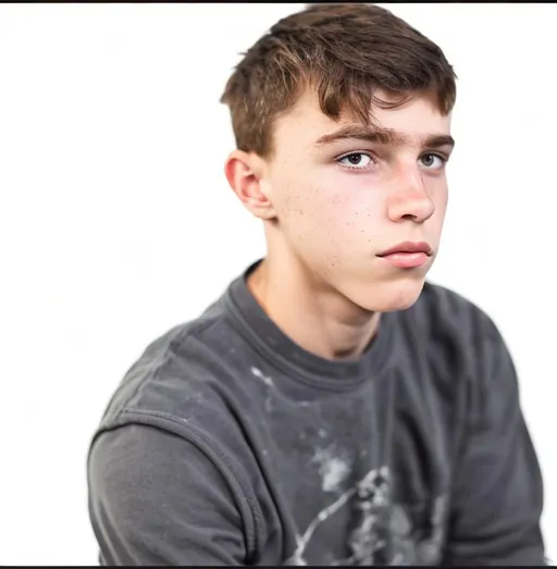 Prompt: Young man sitting at an armory of guns.