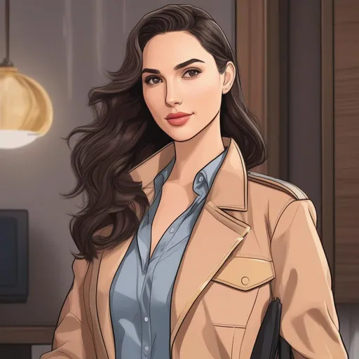 Prompt: gal gadot in an anime tv-show, drawn in the style of an anime character from an anime tv show, 
