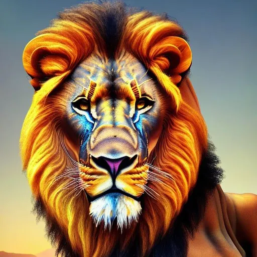 Prompt: Vibrant colour ful lion realistic 4k 8k full body 