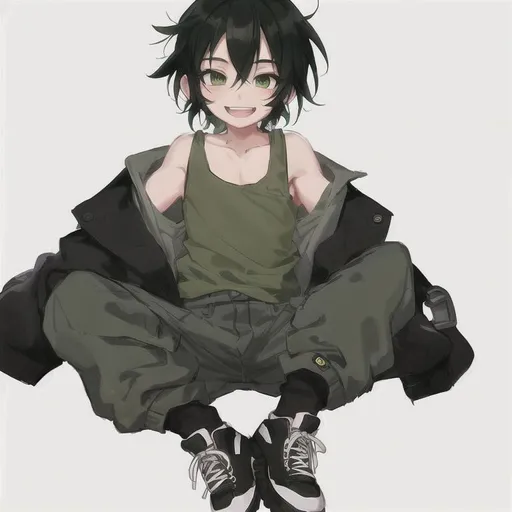 Messy Anime Bed Hair - Dark Green