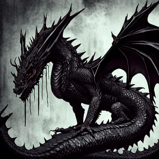 Prompt: gothic dragon, japanese style art, depressive


