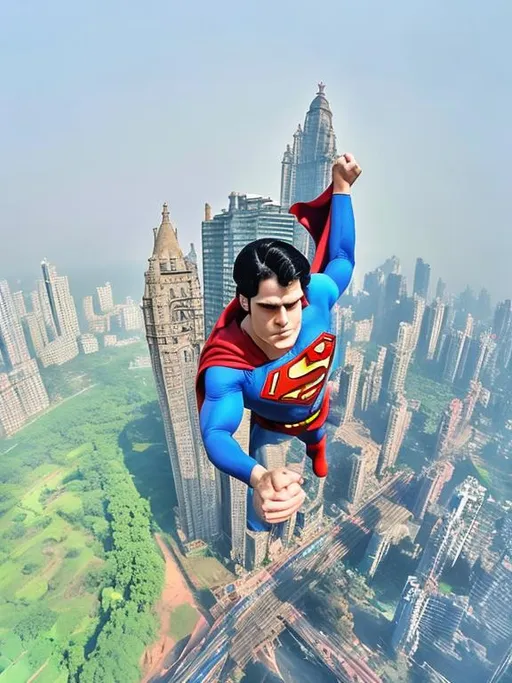 Prompt: Superman flying in Mumbai 
