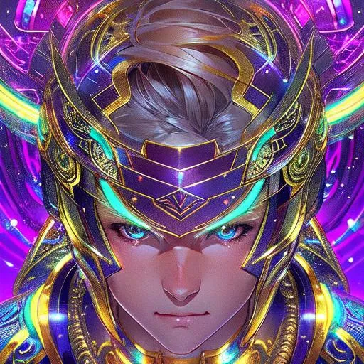 Prompt: Closeup face portrait, male, smooth soft skin, big dreamy eyes, beautiful intricate colored hair, symmetrical, anime wide eyes, soft lighting, detailed face, by makoto shinkai, stanley artgerm lau, wlop, rossdraws, concept art, digital painting, looking into camera