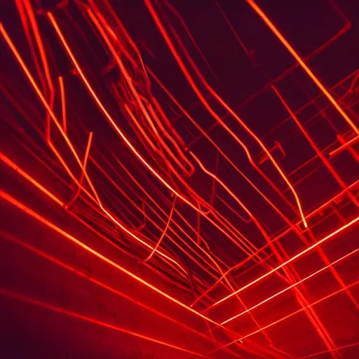 Prompt: abstract red neon at night