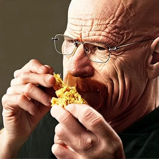 Prompt: Walter White eating popcorners snack, 8k, HD