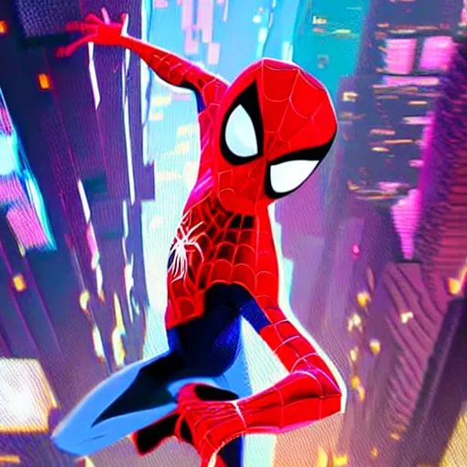 Prompt: tobey magurie spiderman in into the spider verse