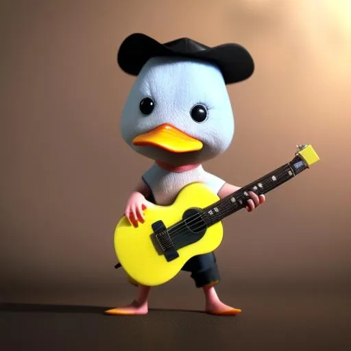 Prompt: Tiny cute duck playing 
guitar toy, standing 
character, soft smooth 
lighting, soft pastel 
colors, skottie young, 
3d blender render, 
polycount, modular 
constructivism, pop 
surrealism, physically 
based rendering, 
square image