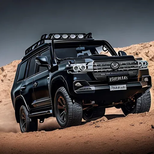 Prompt: black land cruiser model 2022 in villain style