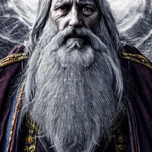 Prompt: Old wizard, grey hair and with long beard, dark castle, perfect composition, full body length, black and golden cloak, full color, hyperrealistic, super detailed, 8k, high quality, trending art, sharp focus, studio photo, intricate details, highly detailed
