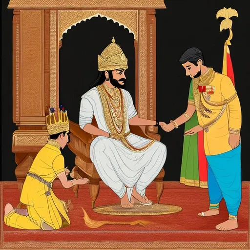 King enjoying hookah, painted in Kalamkari indian folk art style 4675308  Vector Art at Vecteezy