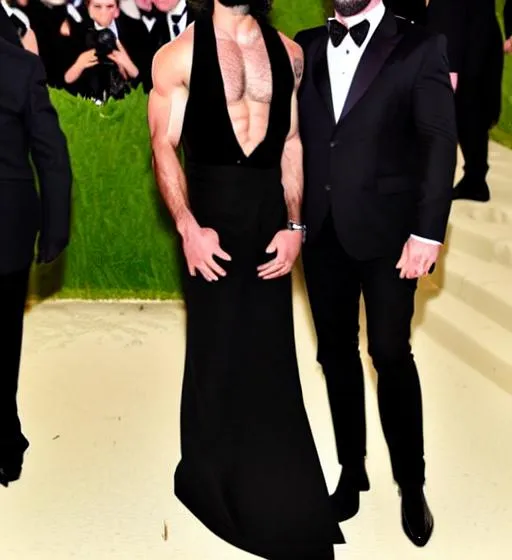 Prompt: Seth Rollins at met gala with Elton John as his date 