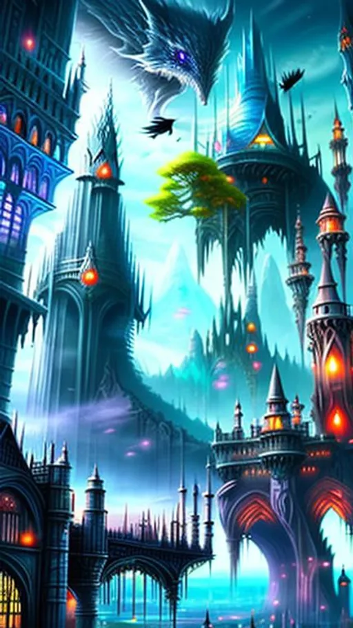 Prompt: fantastic fantasy city