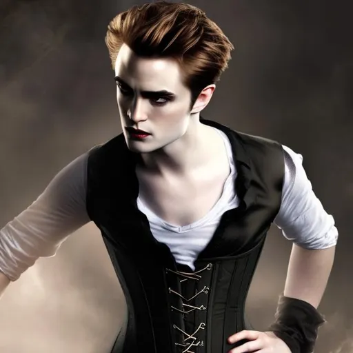 Prompt: Edward Cullen in a corset