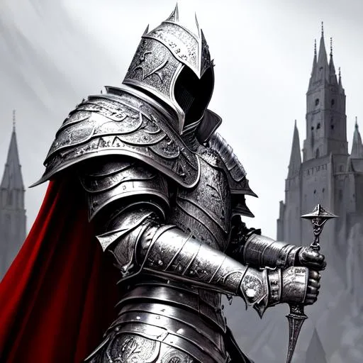 Prompt: portrait of a (White knight in full White gothic plate armor, red cloak, Black draconic engravings) , castle background, D&D setting, detailed face, smooth, perfect composition, hyperrealistic, super detailed, 8k, high quality, trending art, trending on artstation, sharp focus, studio photo, intricate details, highly detailed, by matte digital illustration, by koyorin, donato giancola, pixiv