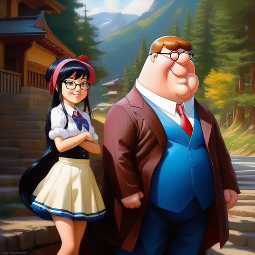 Peter Griffin meets anime girls, anime style, extrem...