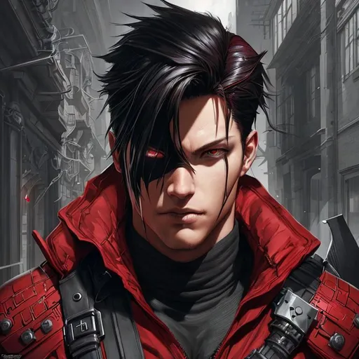 Portrait of {Red Hood} with {black}, Final Fantasy 7... | OpenArt