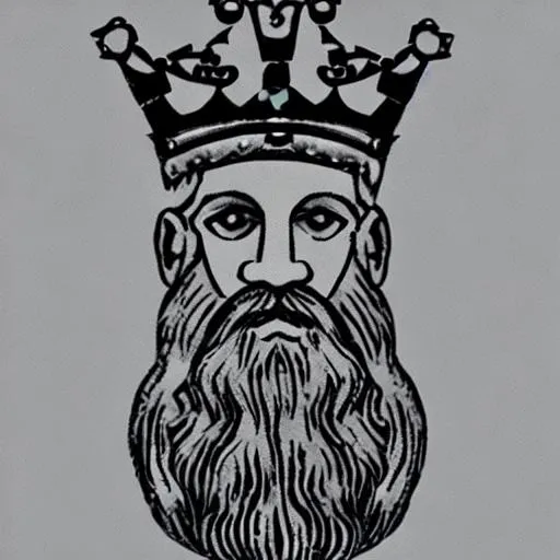 Prompt: man with a beard with a king crown on a chess piece