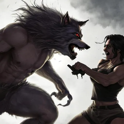 2 werewolf fighting | OpenArt