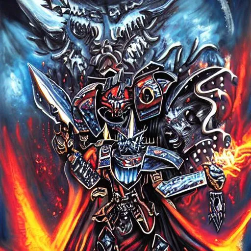 Prompt: Night Lords (Warhammer) in 08's style x Judas Priest cover art.