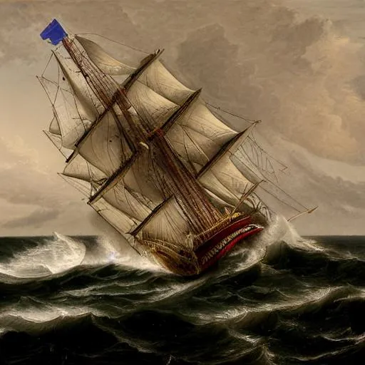 Prompt: clipper ship in stormy sea
