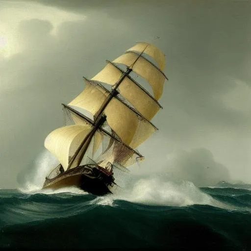 Prompt: A whaling ship at sea in a storm with teddy roosevelt onboard, 18th century oil painting