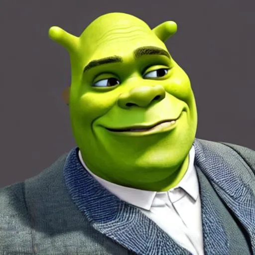 Prompt: Shrek wearing a suit