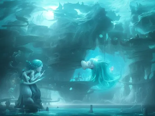 Prompt: Deep sea fantasy creatires