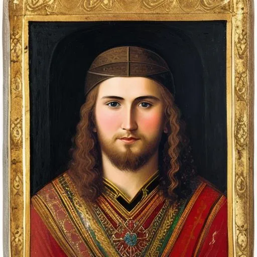 Prompt: portrait of a 10th-century Russian light-haired warrior