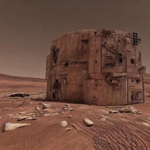 Prompt: dystopian abandoned architecture on mars, 4k