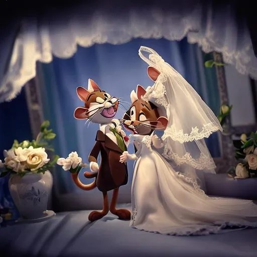 Prompt: make tom and jerry in  wedding
dress








 
