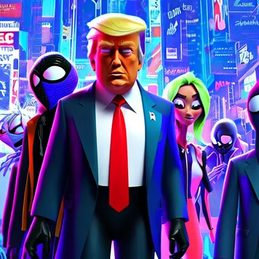 Prompt: Donald trump into the spider verse style

