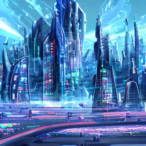 Prompt: Futuristic city