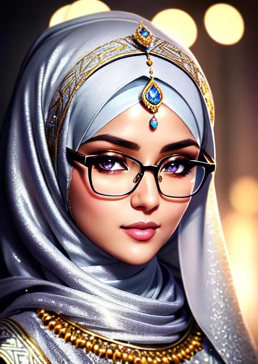 An anime-girl wearing a hijab with no hair, radiating sweetness