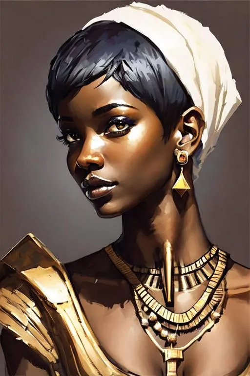 Prompt: a woman, depicted as a young woman with ebony skin, pixie cut, adorned in modest traditional Egyptian attire. She exudes strength and determination, her eyes reflecting a sense of resilience. she holds a symbol of power, such as an ankh in one hand, around the her are ethereal figures of Egyptian gods and goddesses , their forms partially transparent, indicating their divine nature, The gods stand as guardians and guides, each radiating their unique aura and holding their sacred symbols, The figures of Anubis, Bastet, and Horus, among others, lend a touch of mysticism to the composition,

A subtle golden border frames the artwork, adding a touch of regal elegance to the cover design, The background showcases the sprawling golden sands of the desert, stretching far into the distance under a radiant sun setting over the horizon. The warm hues of orange and amber bathe the scene in an enchanting glow, evoking a sense of timeless magic.

In the foreground, towering pyramids rise majestically, their triangular silhouettes reaching towards the heavens. Each pyramid bears intricate hieroglyphics, telling stories of ancient pharaohs and gods. The pyramids cast elongated shadows that add depth and mystery to the composition.


the essence of ancient Egypt, combining elements of mythology, adventure, and the power of destiny. 





,Dreamy ambiance, epic proportion, epic composition, 2D illustration, 2D vector art, 2D digital painting, 2D flat color, 2D art, vibrant color, contrast, detailed brush stroke, detailed digital illustration, cinematic lighting, volumetric lighting, iridescent lighting reflection, reflection, beautiful shading, ray tracing, symmetrical, professional illustration, HD, UHD, 64K, 
Model: Anything V4