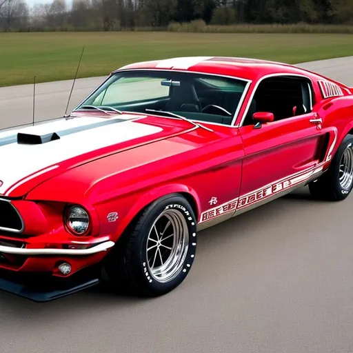 Prompt: red ford mustang boss 69'