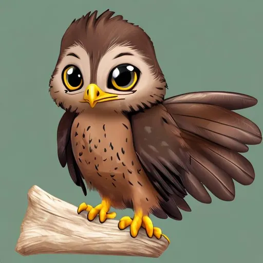 Prompt: Little hawk, cartoon version, brown, realistic, sleeping
