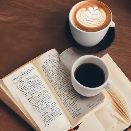 Prompt: Study time with book and coffee
