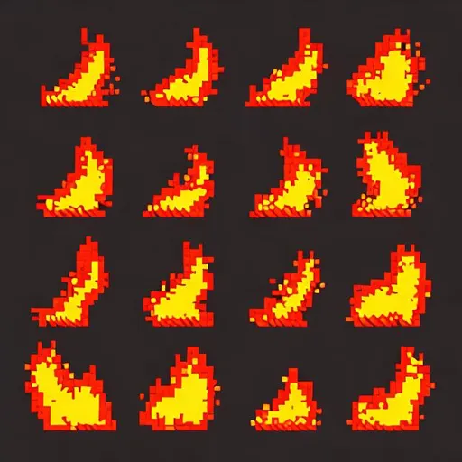 Prompt: 8x8 sprite sheet of 2d pictogram of flames coming out the top, behance, animated gif, vfx