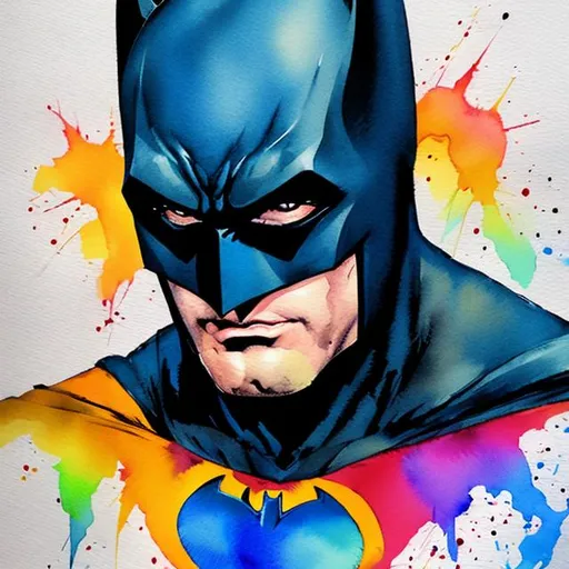 Prompt: Batman prismatic watercolor