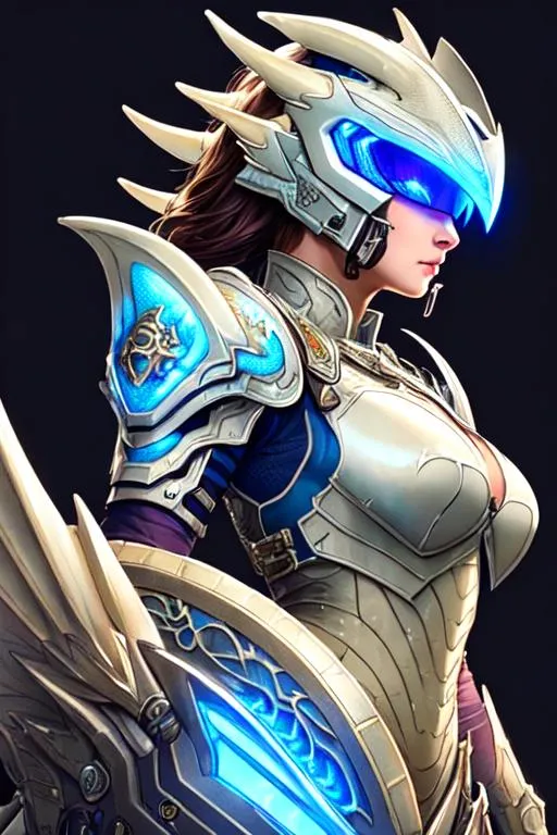 Prompt: Poster art, high-quality high-detail highly-detailed breathtaking hero ((by Aleksi Briclot and Stanley Artgerm Lau)) - ((a dragon)),  detailed female dragon mech suit, 8k ivory and baby blue helmet, highly detailed dragon helmet, add some magenta, glowing chest emblem ,carbon fibre helmet, dragon mech armor, dragon head, detailed scales, detailed ivory mech suit, full body, black futuristic mech armor, wearing mech armour suit, 8k,  full form, detailed forest wilderness setting, full form, epic, 8k HD, ice, sharp focus, ultra realistic clarity. Hyper realistic, Detailed face, portrait, realistic, close to perfection, more black in the armour, 
wearing blue and black cape, wearing carbon black cloak with yellow, full body, high quality cell shaded illustration, ((full body)), dynamic pose, perfect anatomy, centered, freedom, soul, Black short hair, approach to perfection, cell shading, 8k , cinematic dramatic atmosphere, watercolor painting, global illumination, detailed and intricate environment, artstation, concept art, fluid and sharp focus, volumetric lighting, cinematic lighting, 
