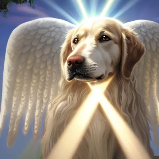 Prompt: Angel big dog with halo