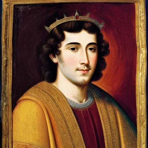 Prompt: portrait of a 10th-century French light-haired king