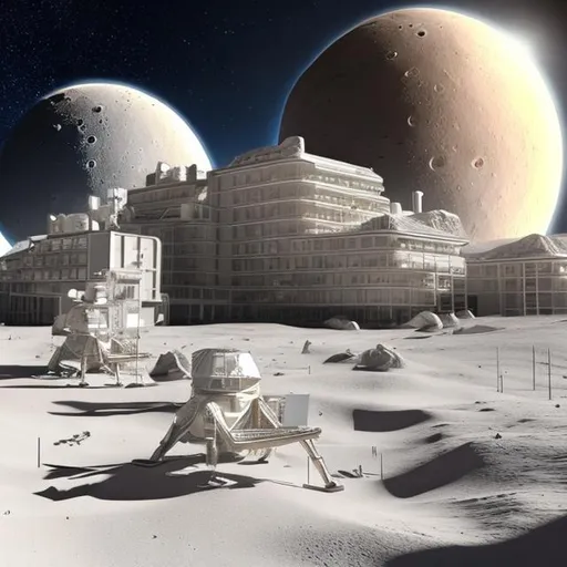 Prompt: Create a 3D picture that is realistic of a luxury hotel on the Moon.