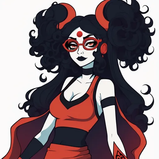 Prompt: Homestuck. Aradia Megido. Fullbody, plain background. Drag makeup, high quality render. Rupaul's drag race